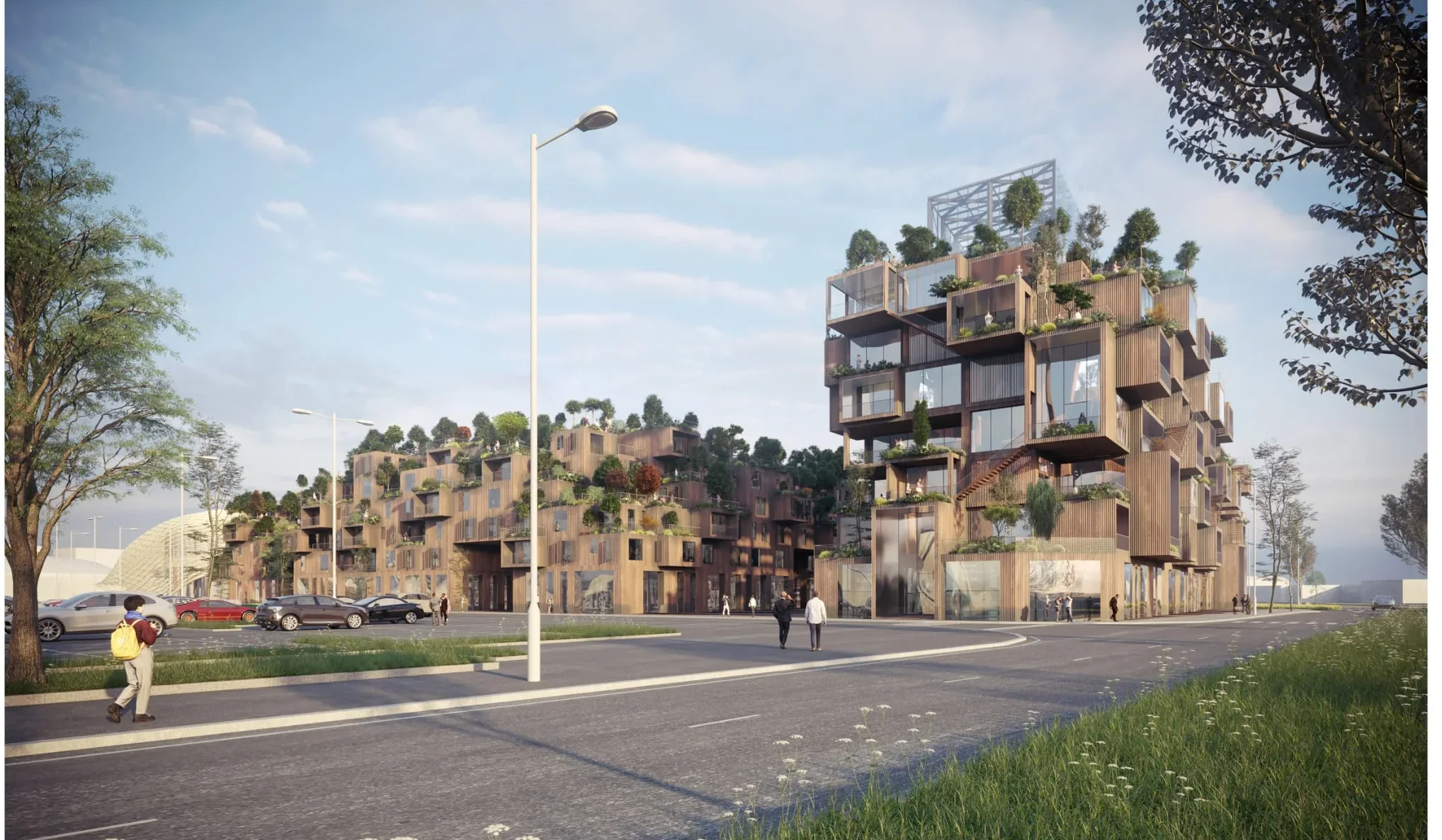 Le projet Pixel à Tours : logements en gradins à façades de bois, dans le quartier des Deux Lions.